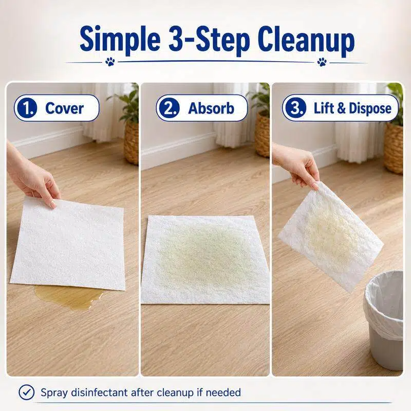 🗽Pet Absorbent Sheets, Emergency Dog Urine Cleanup Sheets for Hardwood Floors, Fast Liquid Lock & Odor Control