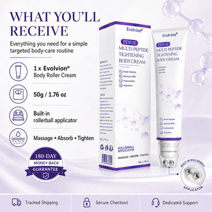 Evolvion® PDRN Multi-Peptide Massaging Body Roller Cream- Anti-aging, Hydrating, Skin Firming & Lifting, Skin Repair, Even Tone, Acne and Dark Spot Treatment, Wart and Mole Removal, and Psoriasis Relief⭐
