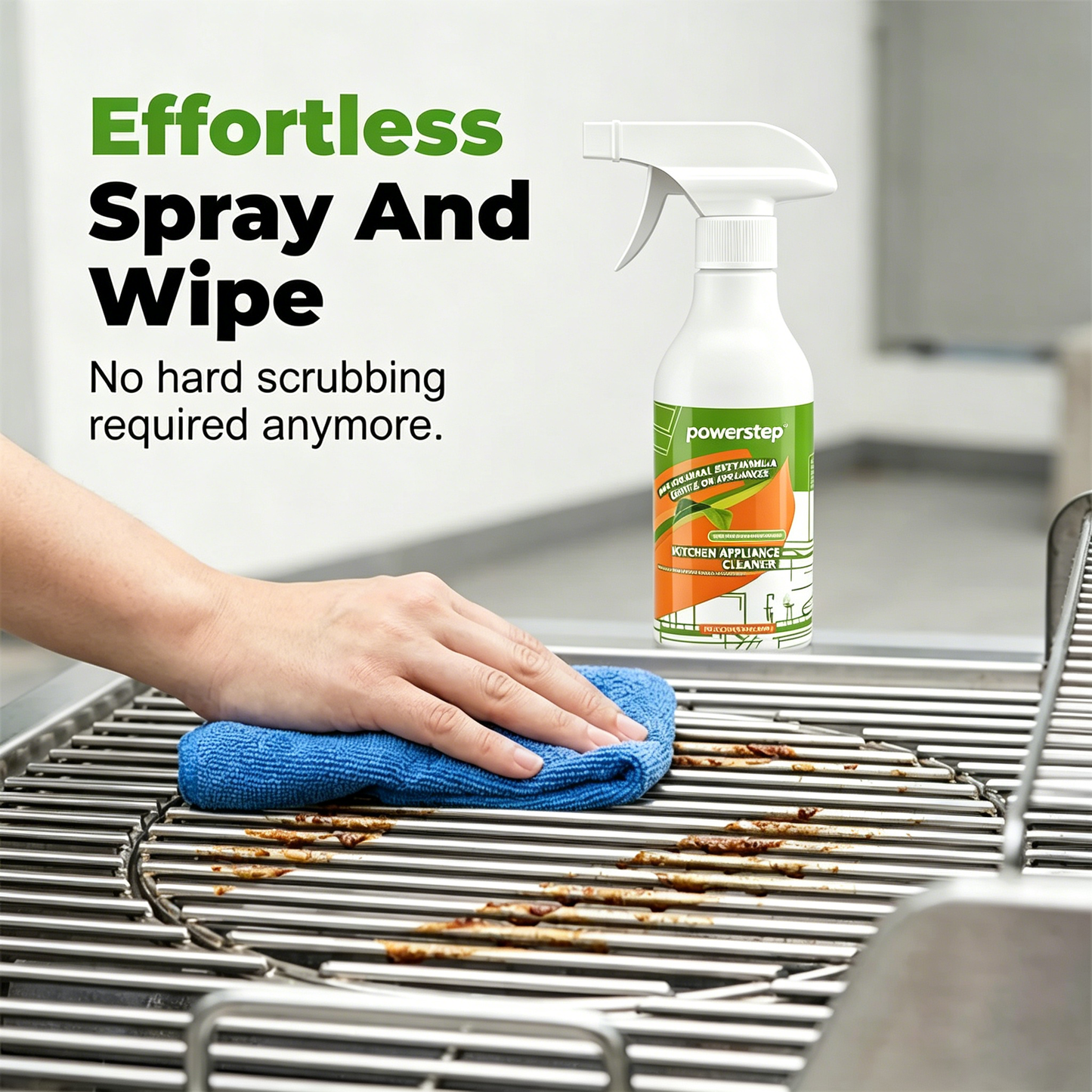 🔥powerstep® Fast-Acting Heavy-Duty Grill Degreaser Spray 💪 Sparkling Clean ✨