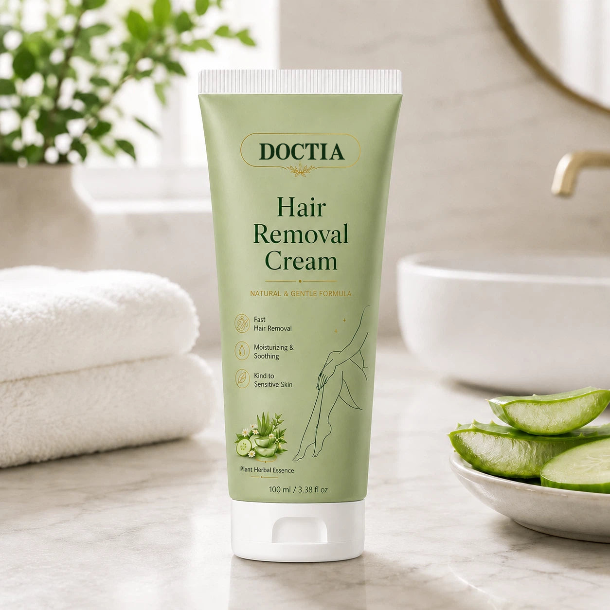 DOCTIA® Natural Gentle Hair Removal Cream | For Women & Men, Sensitive Skin