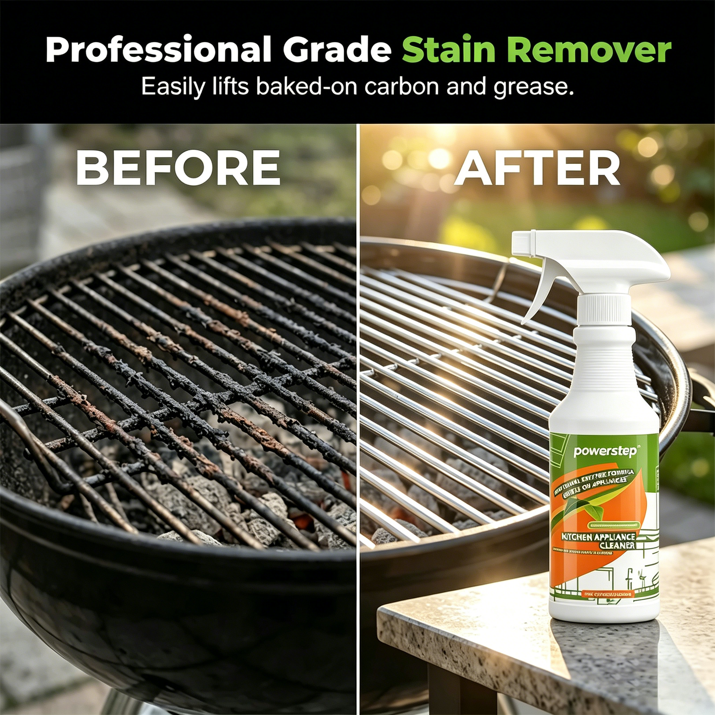 🔥powerstep® Fast-Acting Heavy-Duty Grill Degreaser Spray 💪 Sparkling Clean ✨