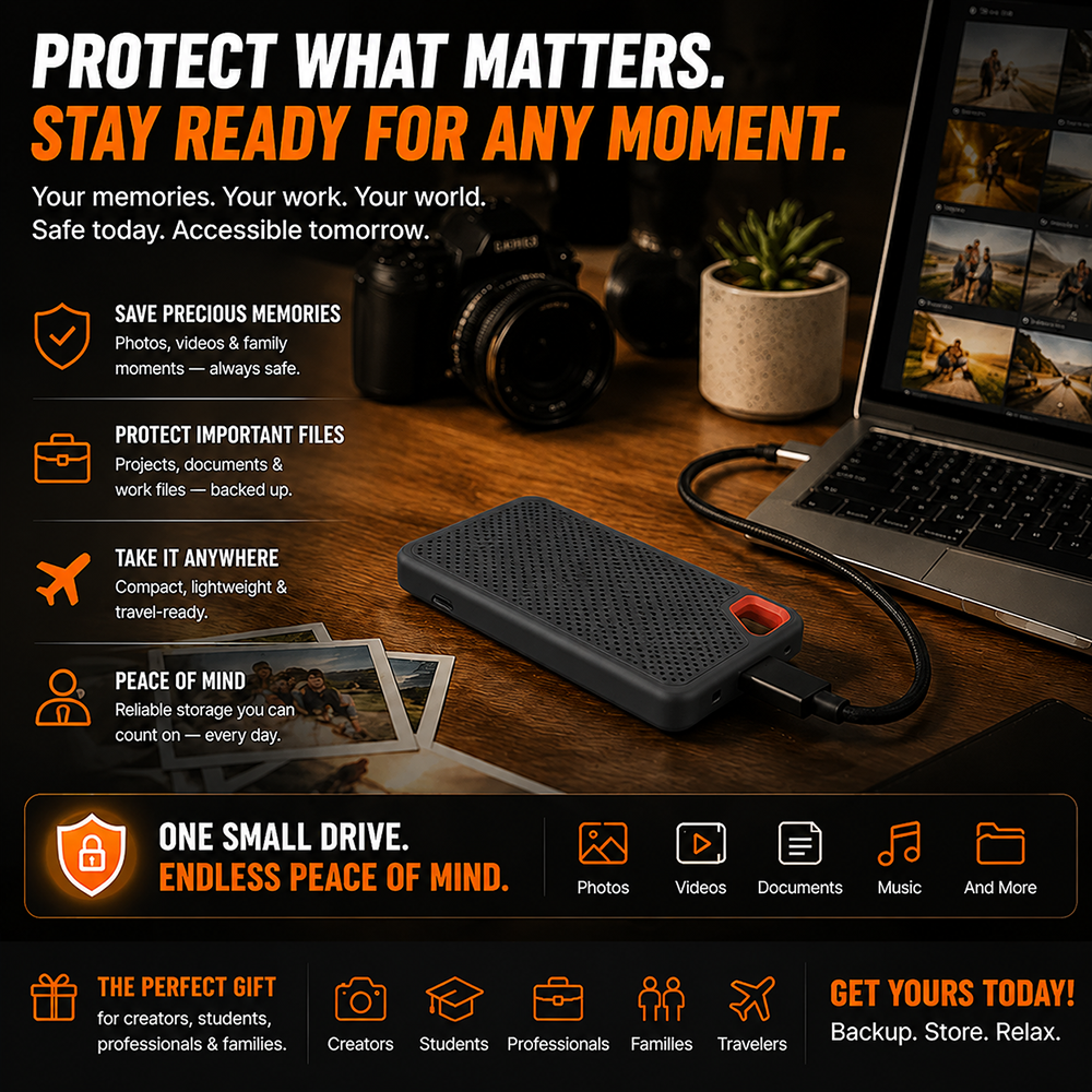 ⚡2TB Type-C Portable Mini SSD | High-Speed External Storage Drive for Laptop, Desktop & Smartphone