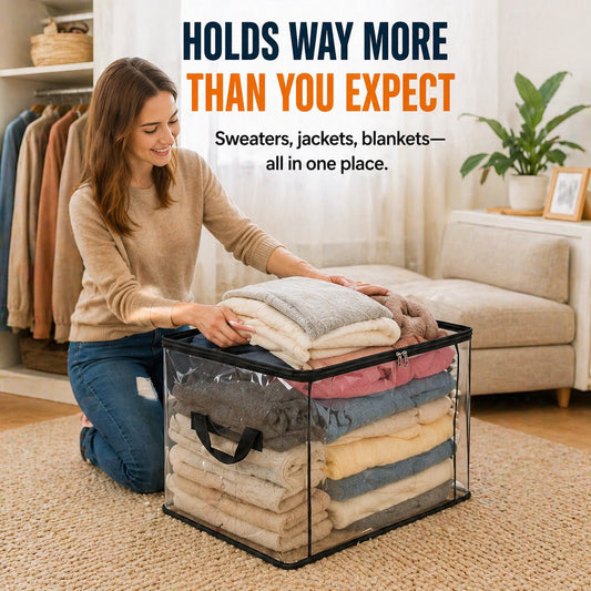 🎁LAST DAY 50% OFF ✨📦powerstep® Large Heavy-Duty Thick Plastic Clear Storage up