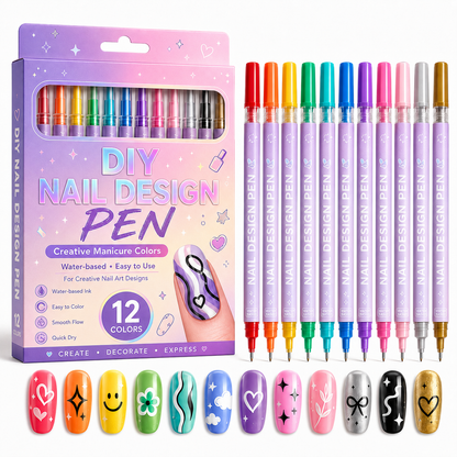 12-Color Nail Art Pen Set - Quick-Dry DIY Nail Design Pens