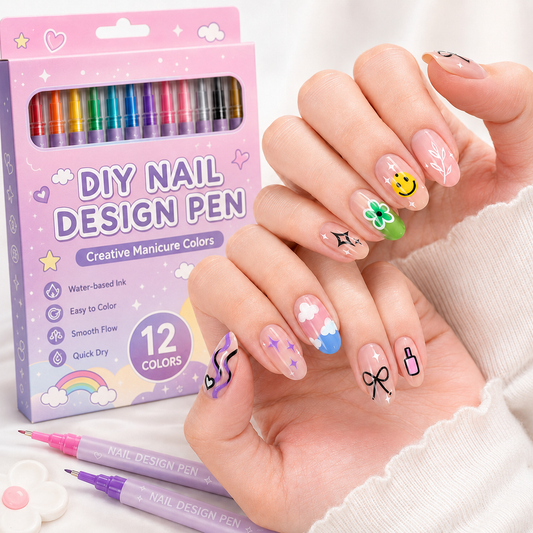 12-Color Nail Art Pen Set - Quick-Dry DIY Nail Design Pens