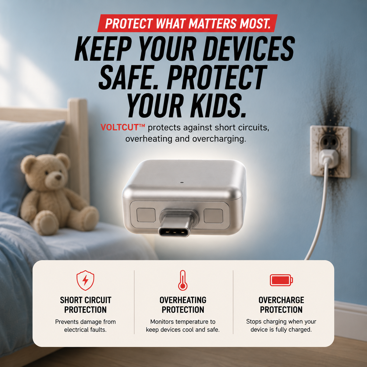 🔋Smart Auto-Cut Charger – Automatic Battery Disconnect for iPhone & Android, Protects Battery Life ⚡