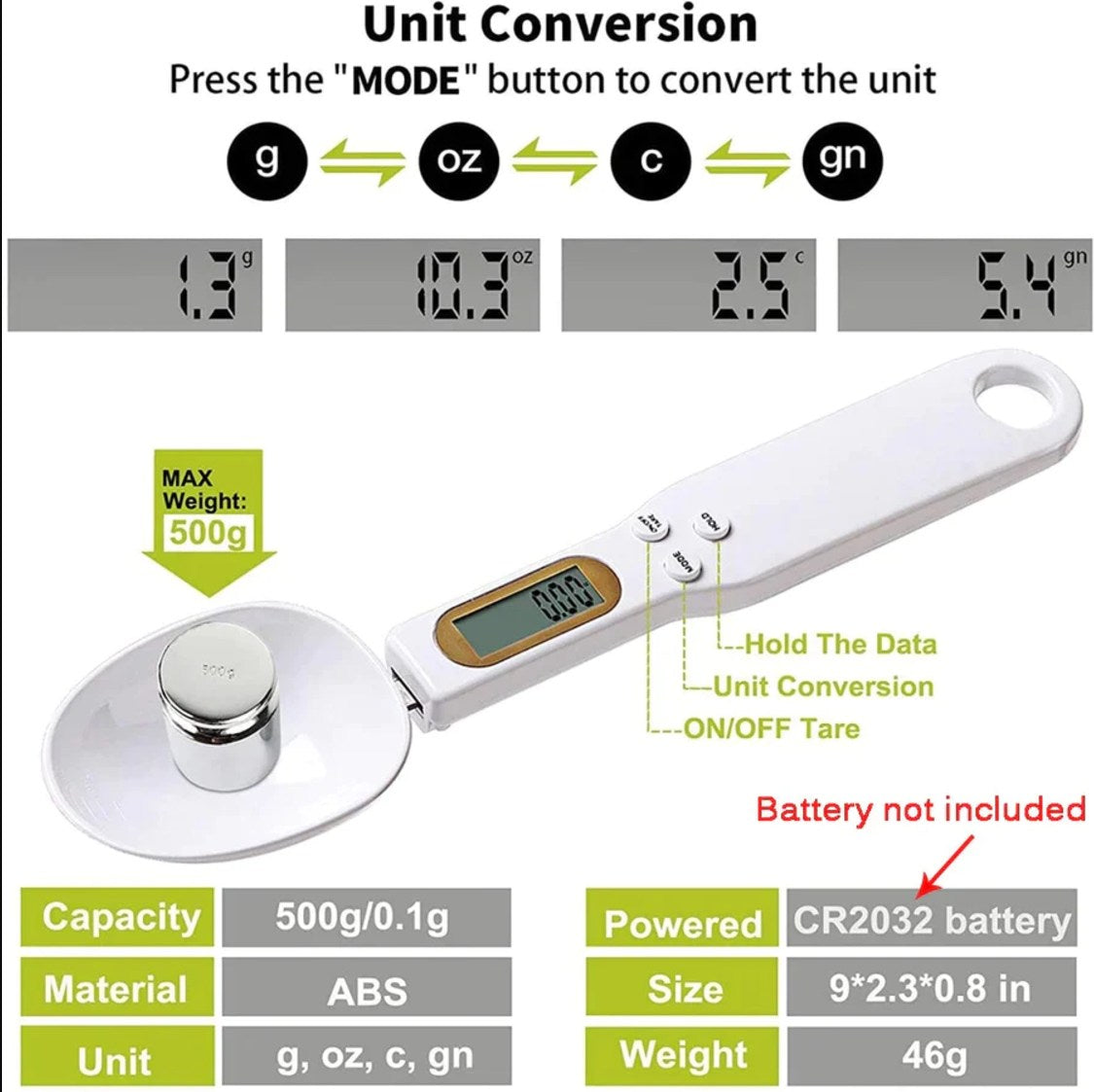 powerstep® Digital measuring spoon scale, high-precision 0.1g gram measuring spoon