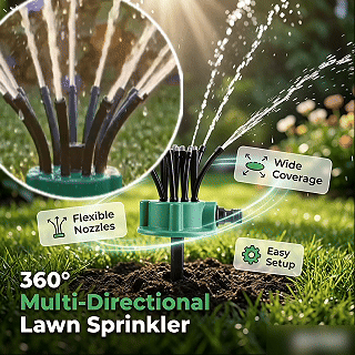 powerstep® 360° Multi-Directional Lawn Sprinkler💧Precision Garden Irrigation with Flexible Spray Nozzles🌱