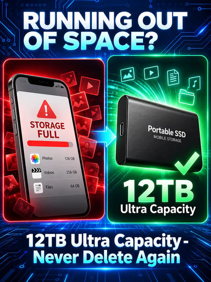 🏆Flash Sale⚡50K+ SOLD! Almost Gone-🔥12TB Large-Capacity Type-C Portable SSD🗽