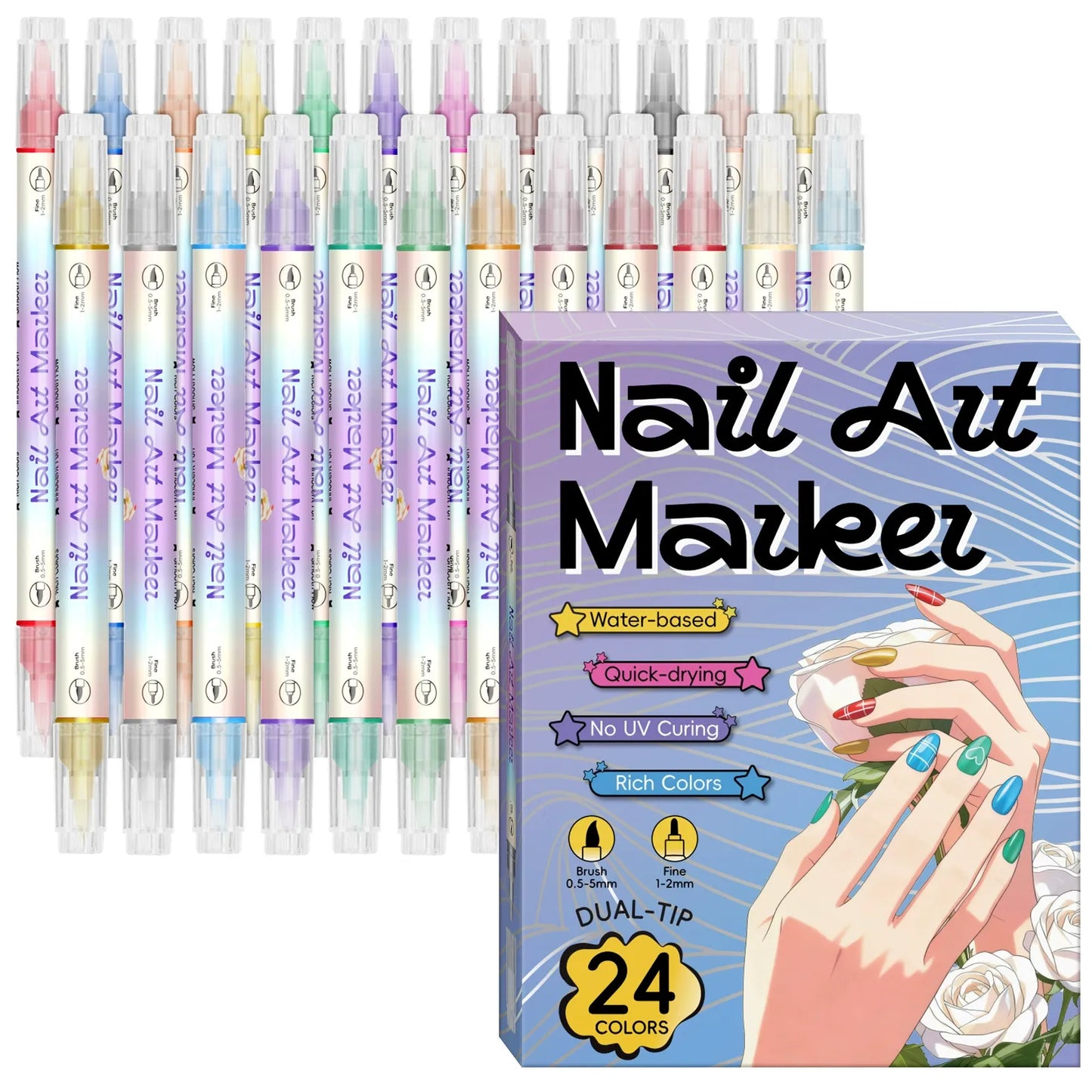 🎁LAST DAY 50% OFF ✨powerstep®  12 Colors Nail Art Pens – DIY 3D Markers for Drawing, Dotting & Manicure