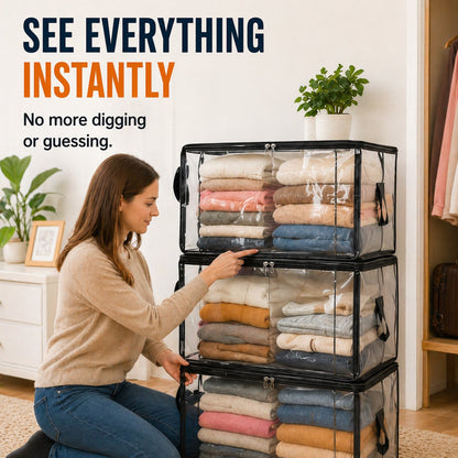🎁LAST DAY 50% OFF ✨📦powerstep® Large Heavy-Duty Thick Plastic Clear Storage up