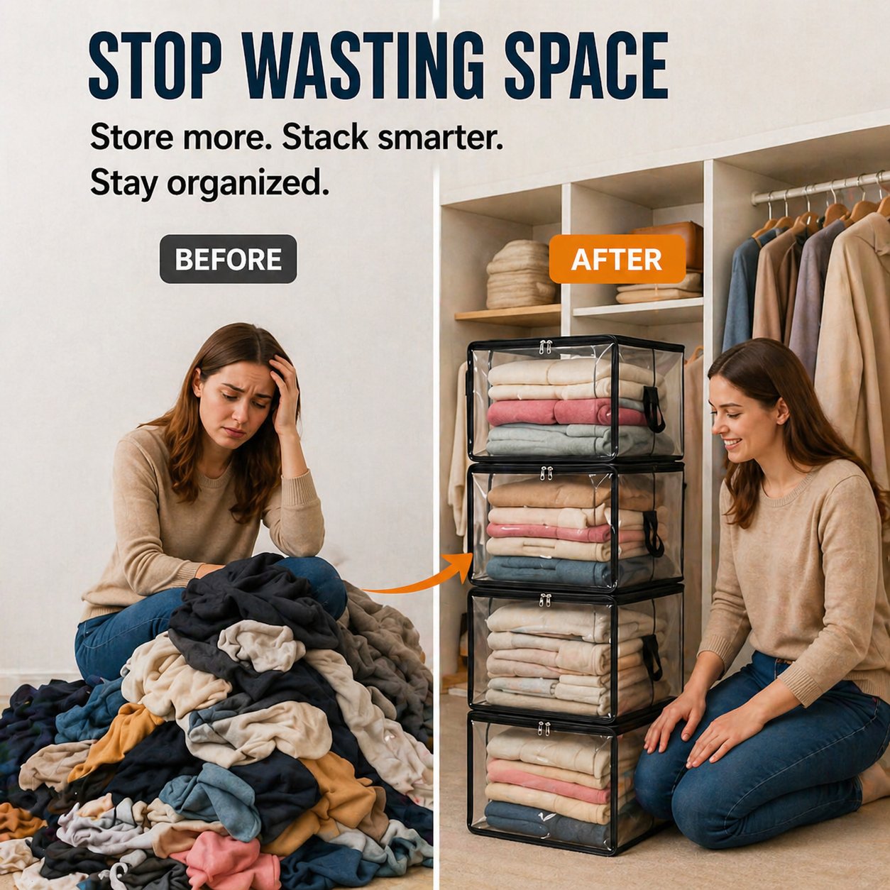 🎁LAST DAY 50% OFF ✨📦powerstep® Large Heavy-Duty Thick Plastic Clear Storage up