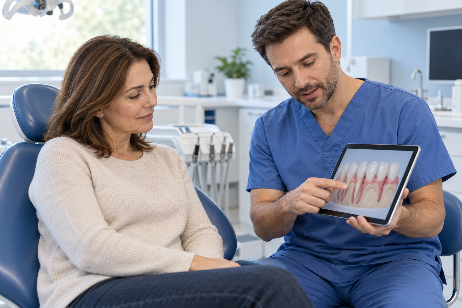 Illustrative dental consultation, not an endorsement or efficacy finding