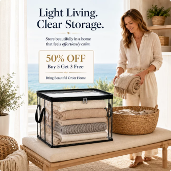 🎁LAST DAY 50% OFF ✨📦powerstep® Large Heavy-Duty Thick Plastic Clear Storage up
