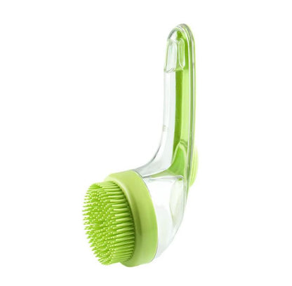 ✨ One-Press Pet Bath Brush with Built-In Soap Dispenser – Soft Silicone Bristles for Dogs & Cats